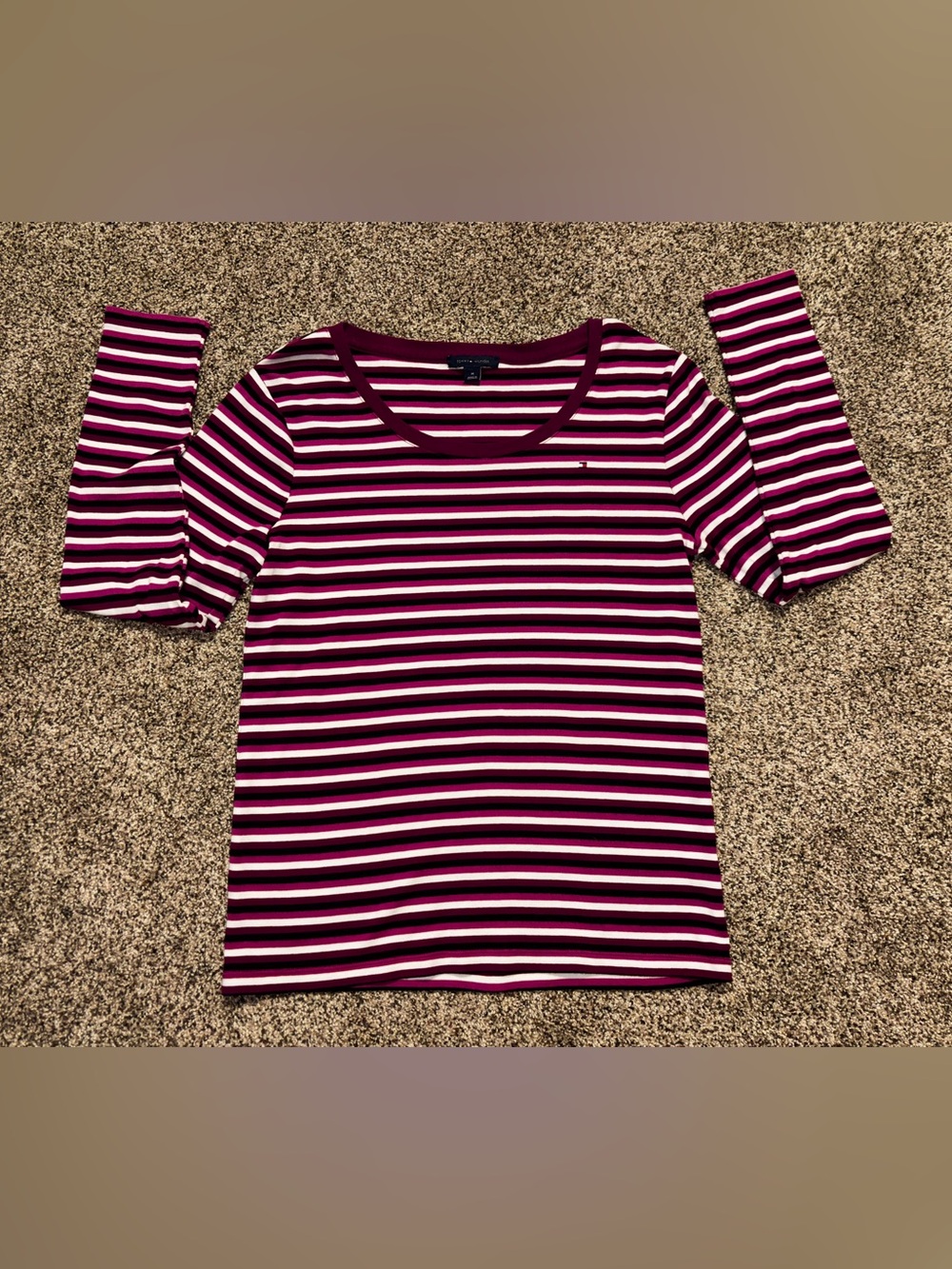 Tommy Hilfiger purple Striped Long Sleeve T-Shirt Women's Size Medium